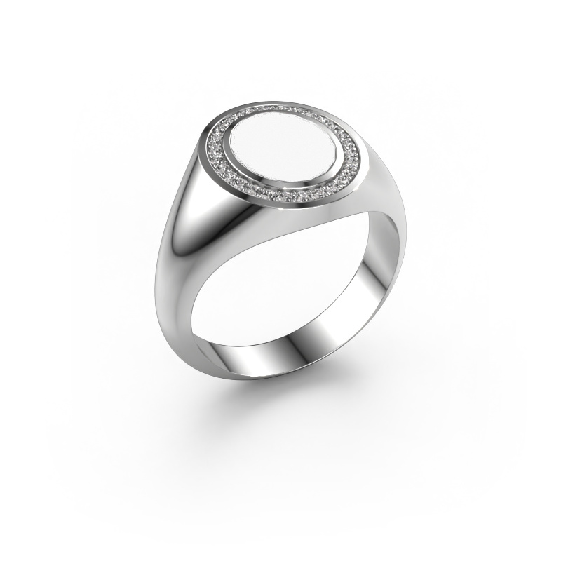 Image of Pinky ring Adam 1 585 white gold White enamel 10x8 mm