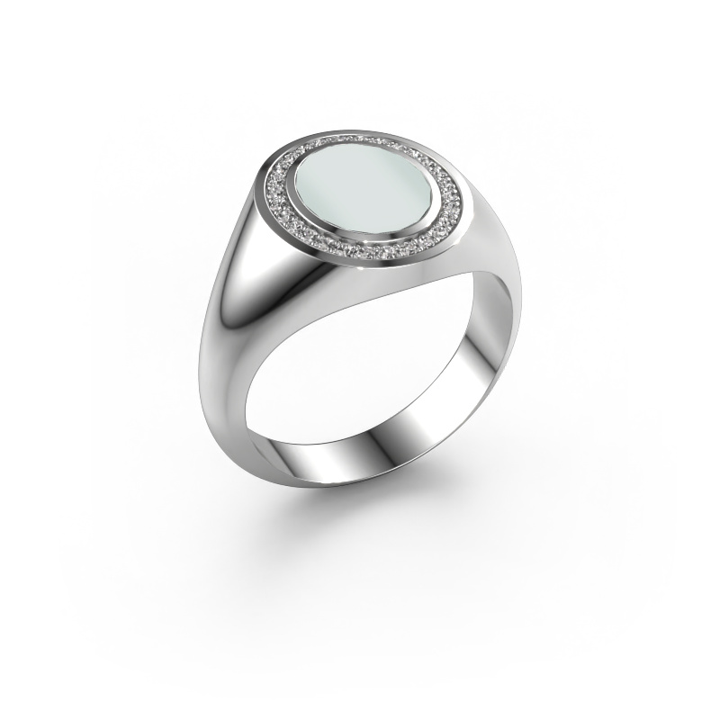 Image of Pinky ring Adam 1 585 white gold Green sardonyx 10x8 mm