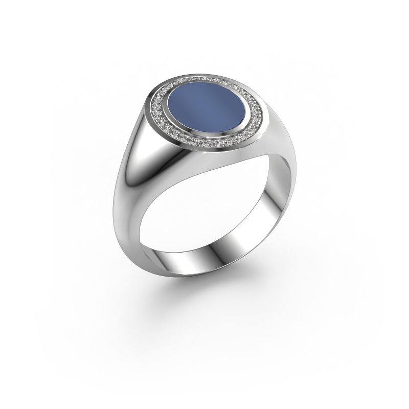 Bild von Pinky Ring Adam 1 950 Platin Blau Lagenstein 10x8 mm