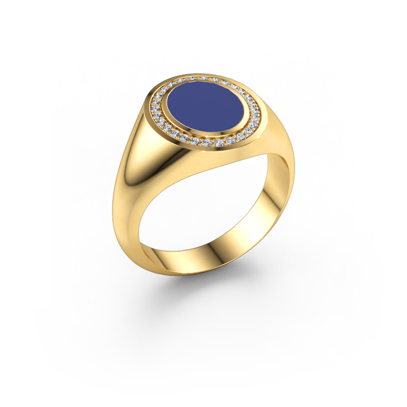 Bild av Lillfingerring Adam 1 585 gult guld Blå emalj 10x8 mm