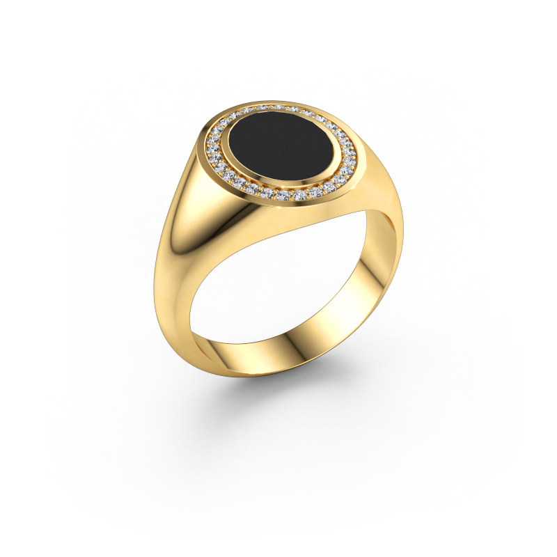 Immagine di Anello da mignolo Adam 1 585 oro Smalto nero 10x8 mm