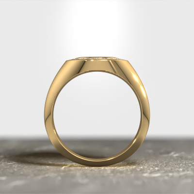 Oval gold pinky ring Adam 1 with 10x8 mm oval shape white