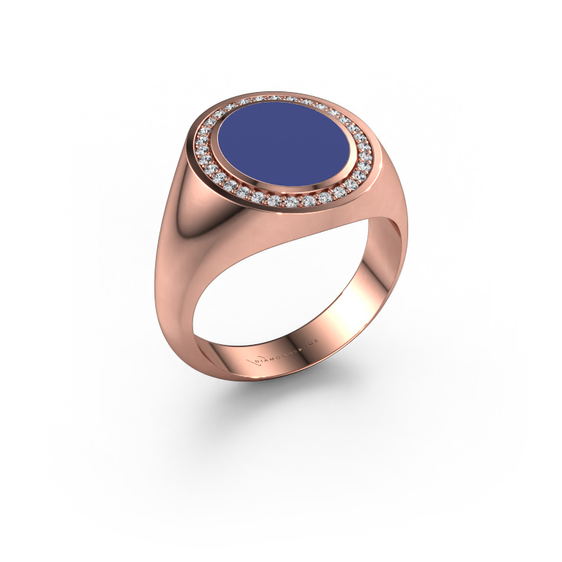 Bild von Siegelring Adam 2 585 Roségold Blau Emaille 12x10 mm
