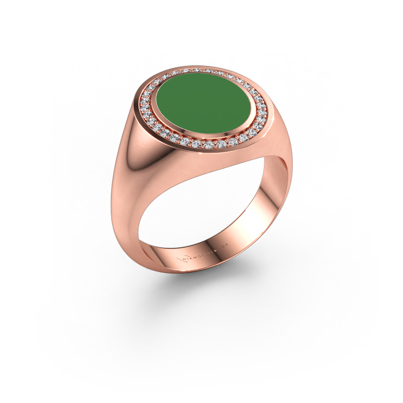 Bild av Signetring Adam 2 585 roséguld Grön emalj 12x10 mm