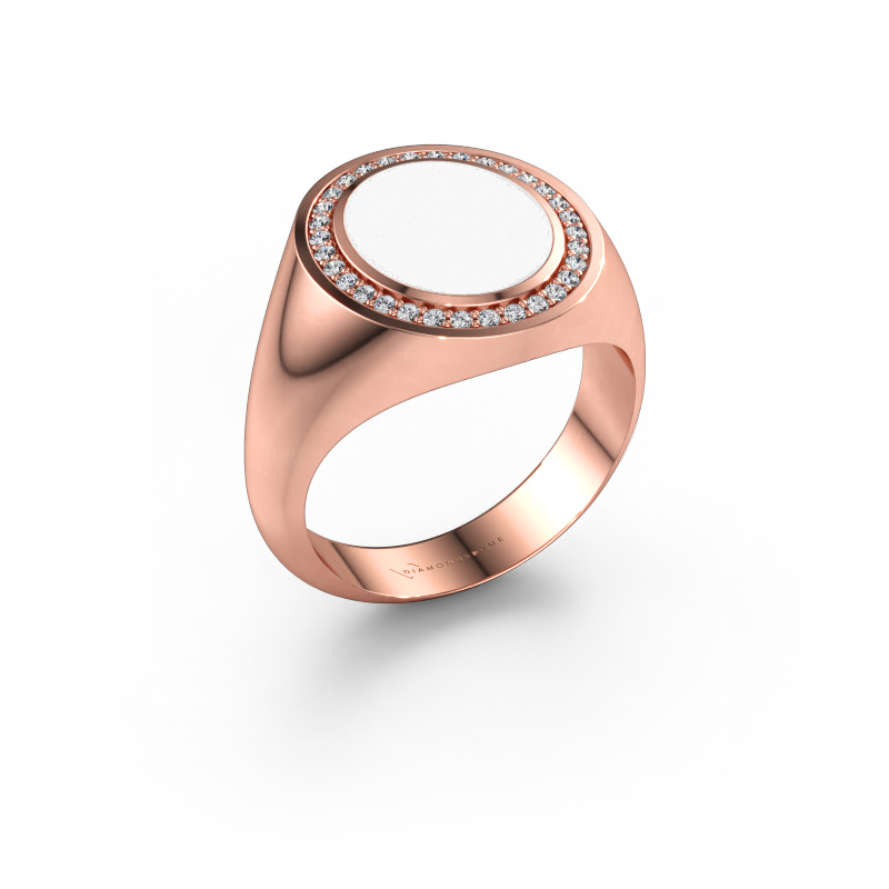 Bild av Signetring Adam 2 585 roséguld Vit emalj 12x10 mm