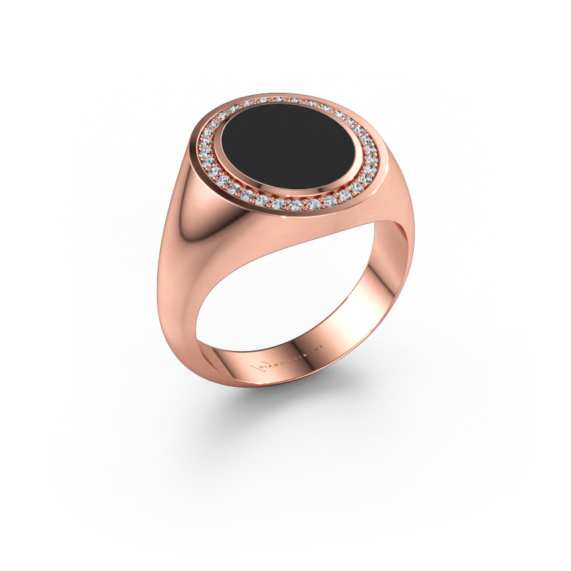 Bild av Signetring Adam 2 585 roséguld Svart emalj 12x10 mm