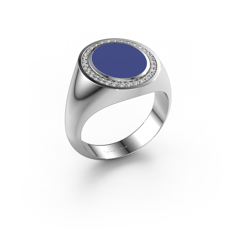 Bild von Siegelring Adam 2 585 Weißgold Blau Emaille 12x10 mm