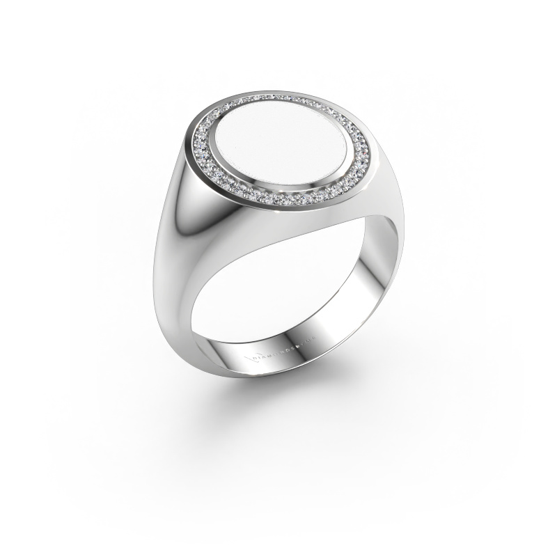 Bild av Signetring Adam 2 950 platina Vit emalj 12x10 mm