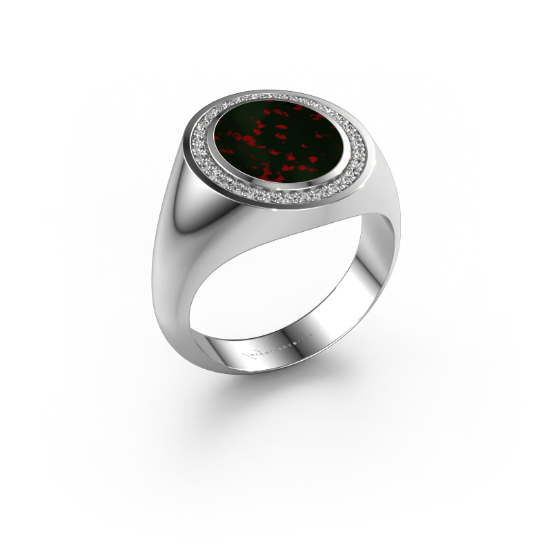 Image of Signet ring Adam 2 950 platinum Bloodstone 12x10 mm