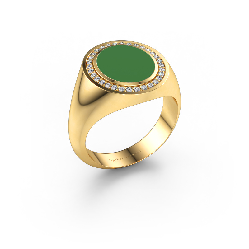 Bild av Signetring Adam 2 585 gult guld Grön emalj 12x10 mm
