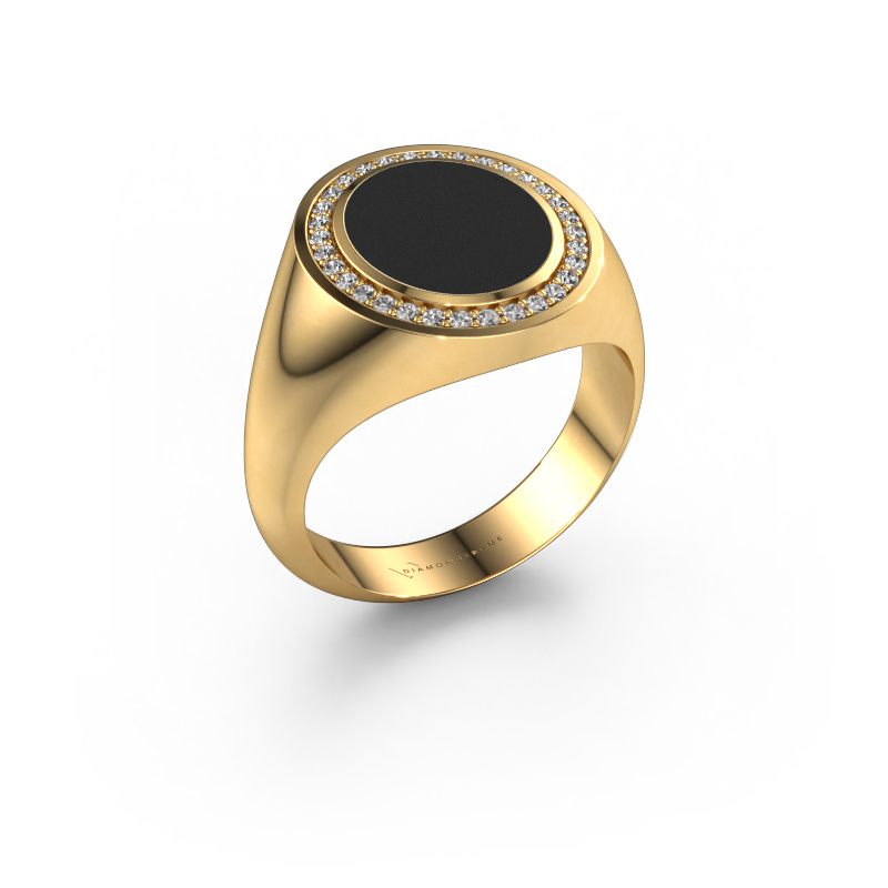 Image de Chevalière Adam 2 585 or jaune émail noir 12x10 mm