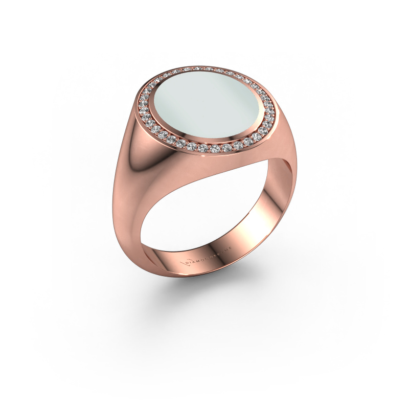 Image of Signet ring Adam 3 585 rose gold Green sardonyx 13x11 mm