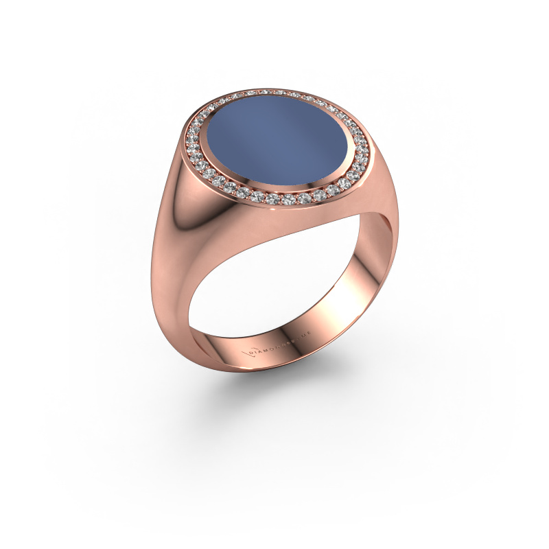 Afbeelding van Zegel ring Adam 3 585 rosé goud Blauw lagensteen 13x11 mm