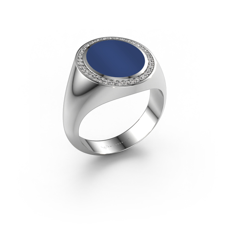 Image of Signet ring Adam 3 585 white gold Lapis 13x11 mm