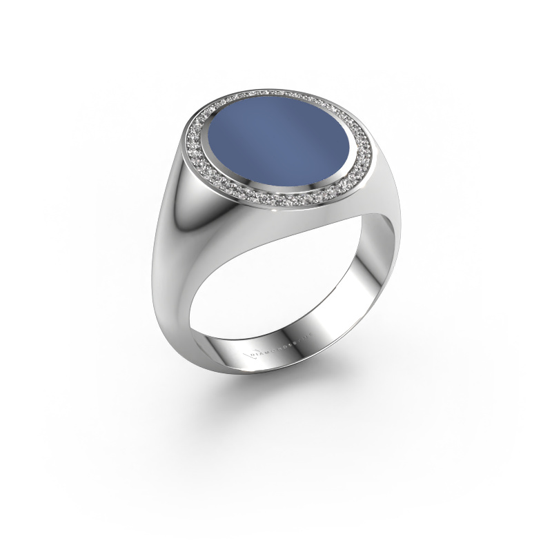 Bild von Siegelring Adam 3 950 Platin Blau Lagenstein 13x11 mm
