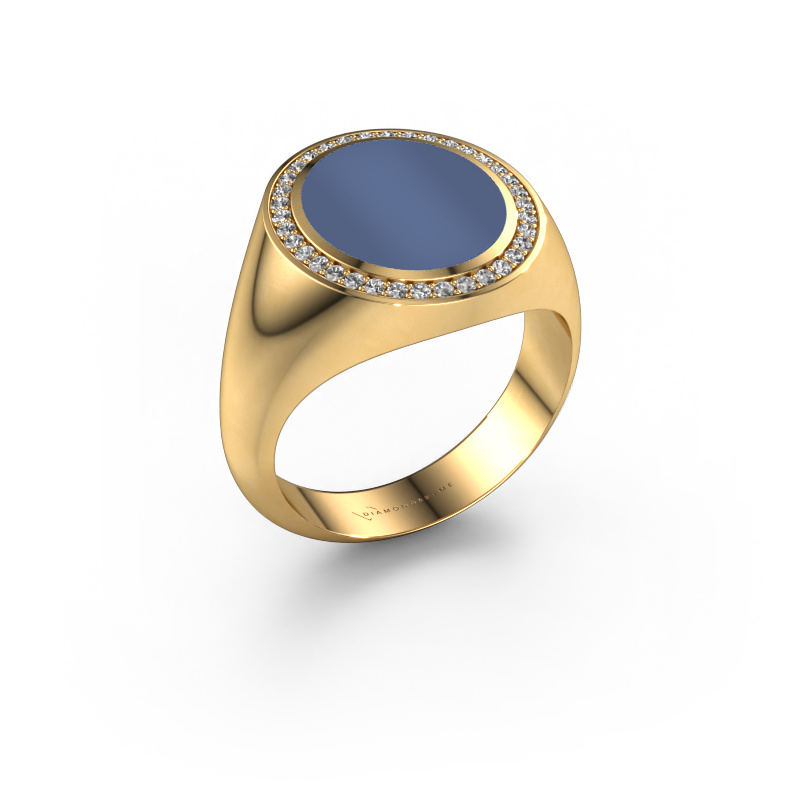 Afbeelding van Zegel ring Adam 3 585 goud Blauw lagensteen 13x11 mm