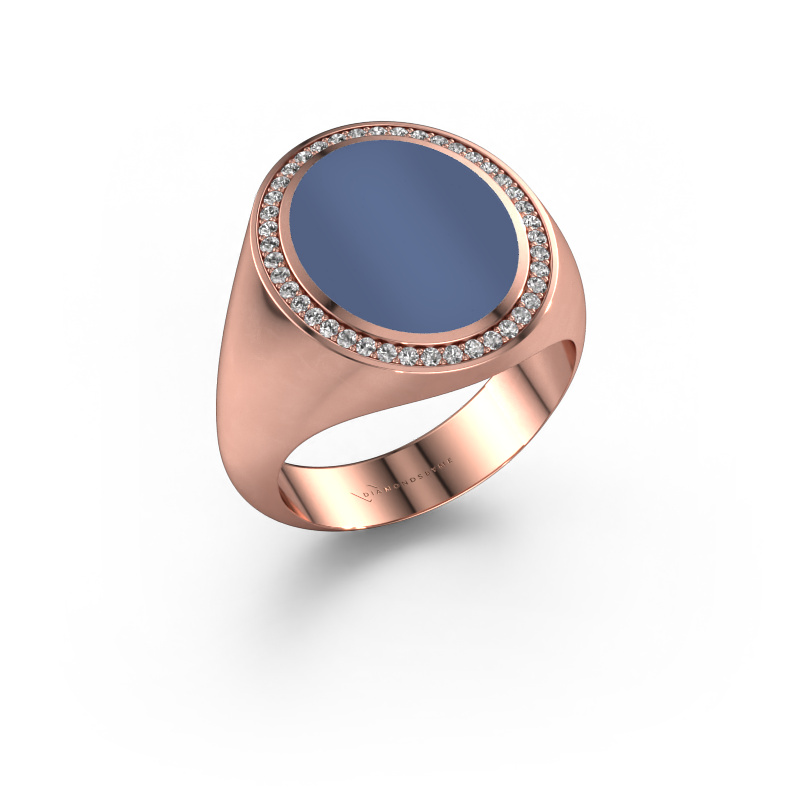Image of Signet ring Adam 4 585 rose gold Blue sardonyx 15x12 mm