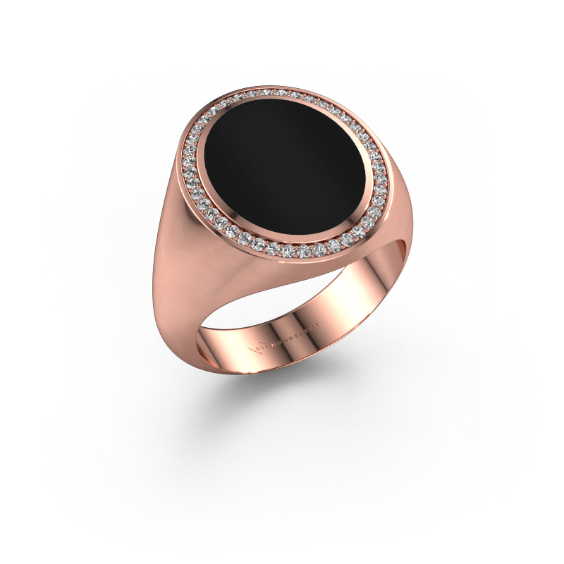 Image of Signet ring Adam 4 585 rose gold Onyx 15x12 mm
