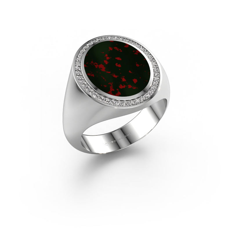 Image of Signet ring Adam 4 950 platinum Bloodstone 15x12 mm
