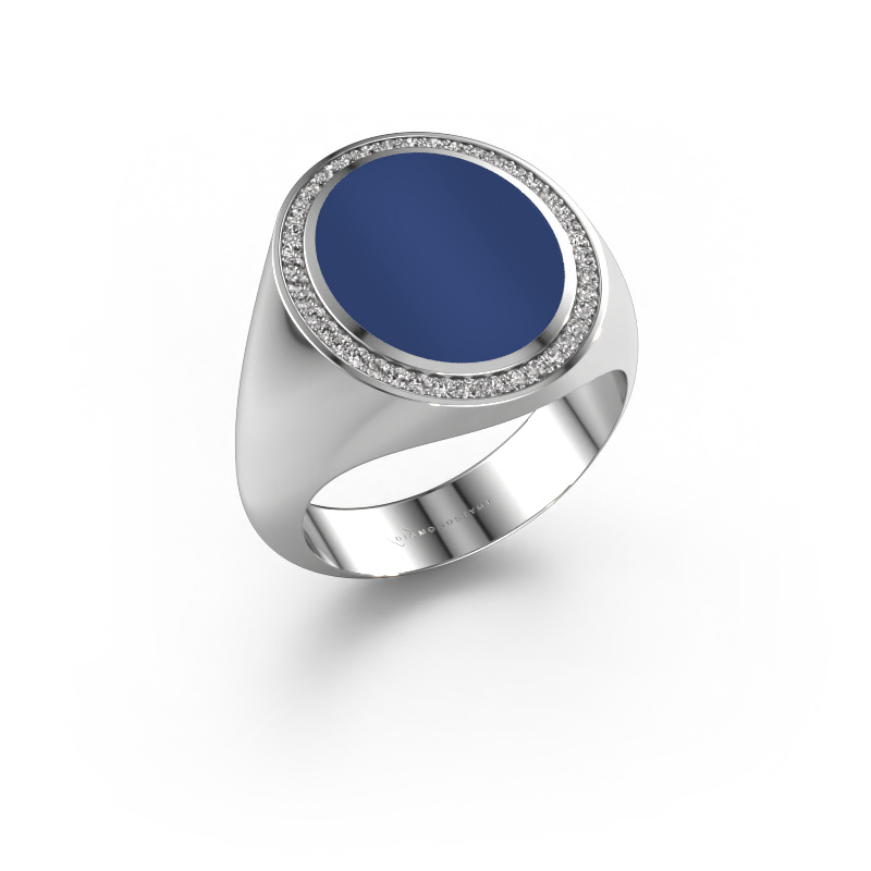 Bild von Siegelring Adam 4 585 Weißgold Lapislazuli 15x12 mm