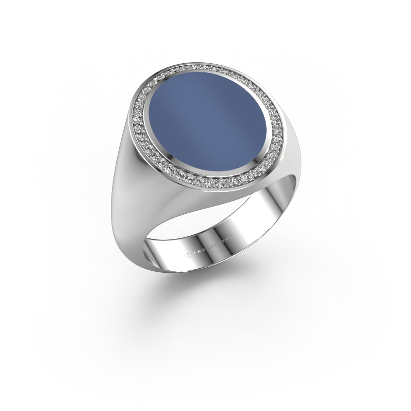 Image of Signet ring Adam 4 585 white gold Blue sardonyx 15x12 mm