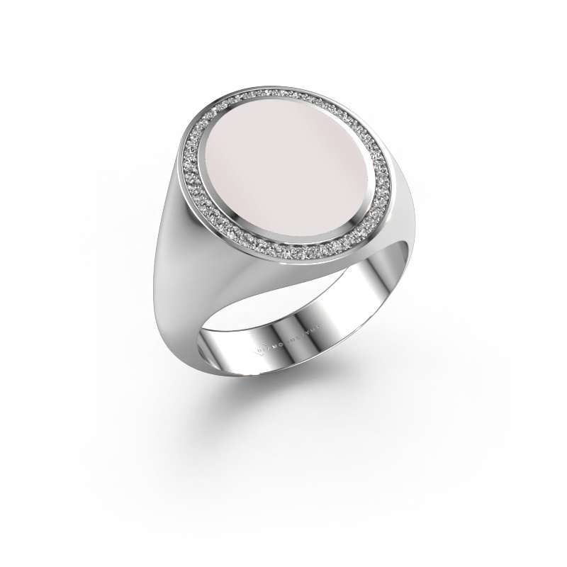 Bild von Siegelring Adam 4 585 Weißgold Rot Lagenstein 15x12 mm