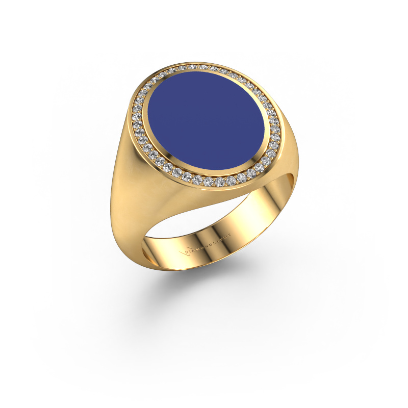 Bild von Siegelring Adam 4 585 Gold Blau Emaille 15x12 mm