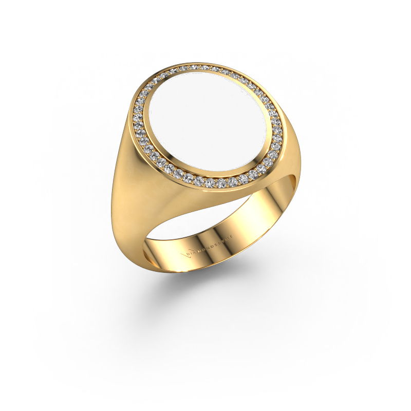 Image de Chevalière Adam 4 585 or jaune émail blanc 15x12 mm