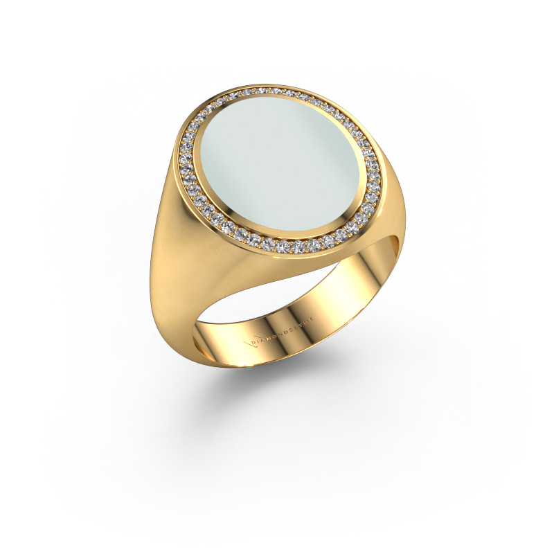 Image of Signet ring Adam 4 585 gold Green sardonyx 15x12 mm