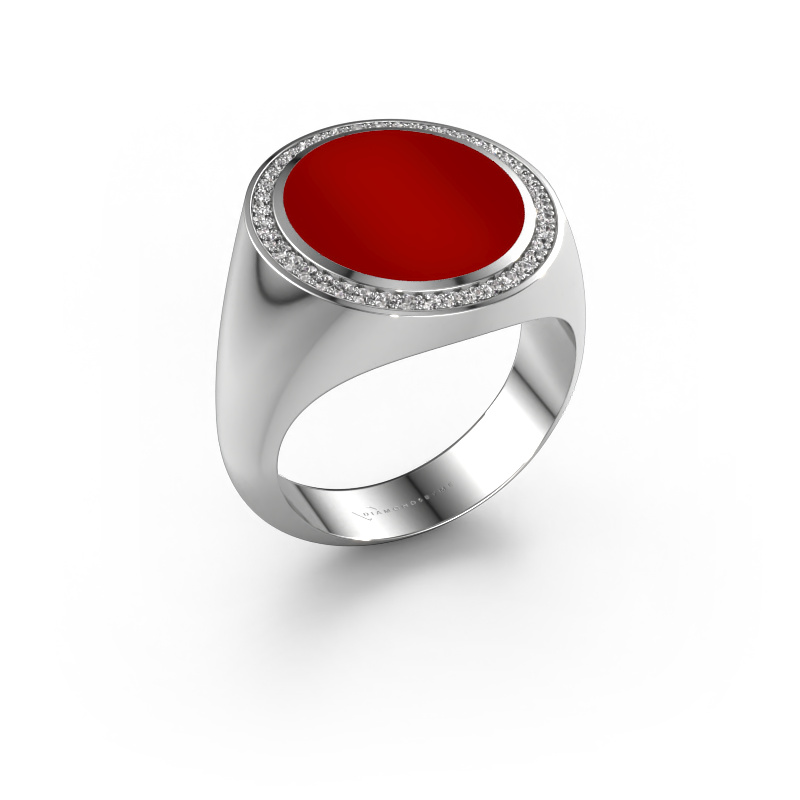 Image of Signet ring Adam 5 585 white gold Carnelian 15x13 mm