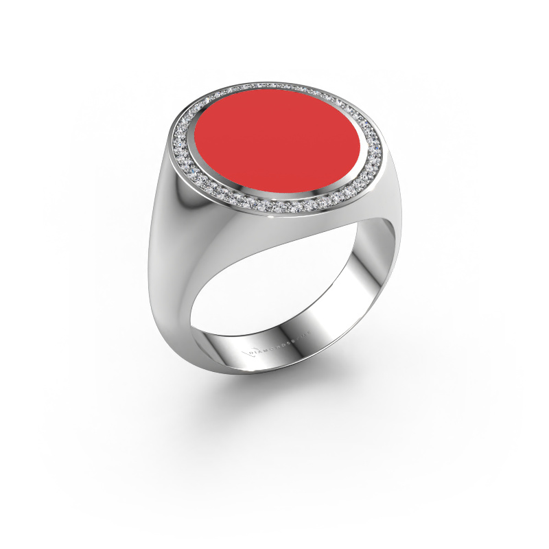 Bild von Siegelring Adam 5 950 Platin Rot Emaille 15x13 mm