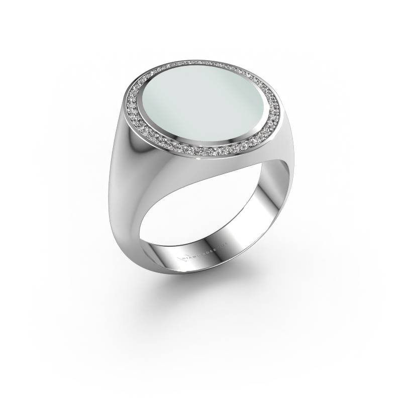 Image of Signet ring Adam 5 950 platinum Green sardonyx 15x13 mm