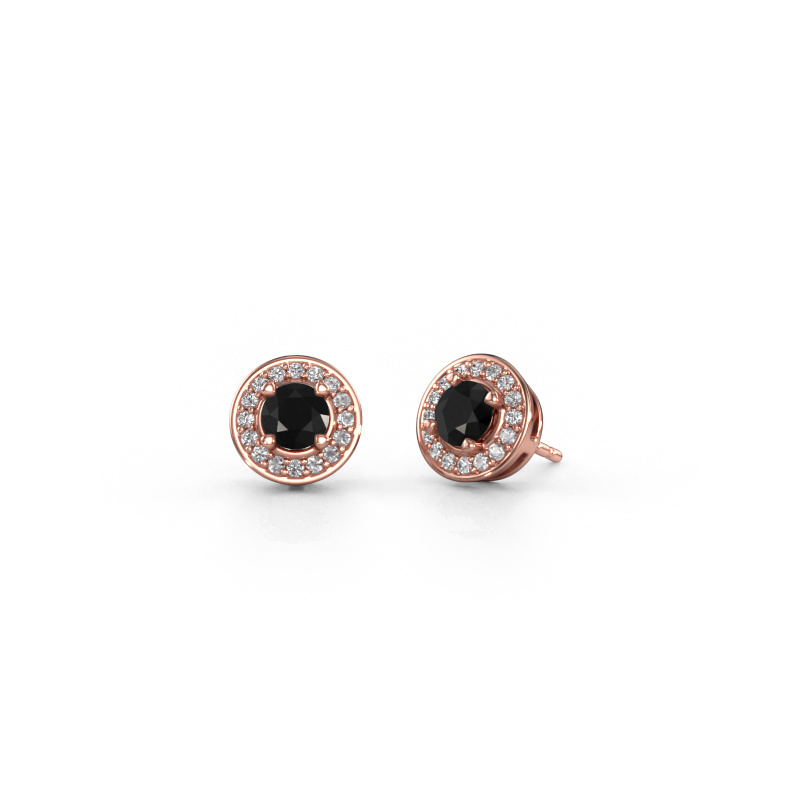 Image of Stud earrings Agaat 585 rose gold Black diamond 1.52 crt