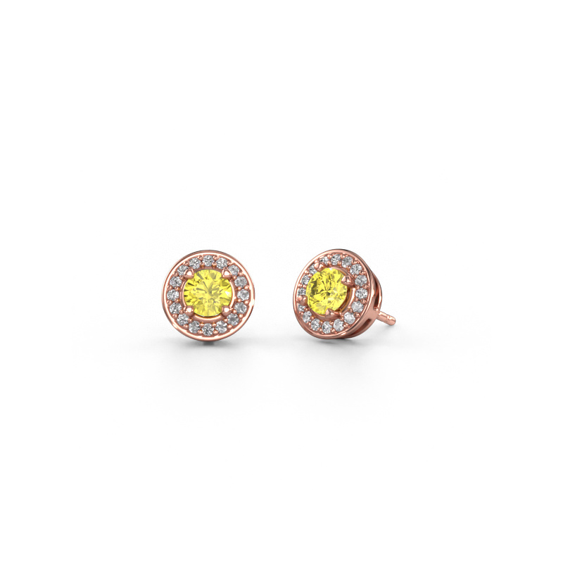 Image de Clous d'oreilles Agaat 585 or rose Diamants synthétiques jaune 5 mm