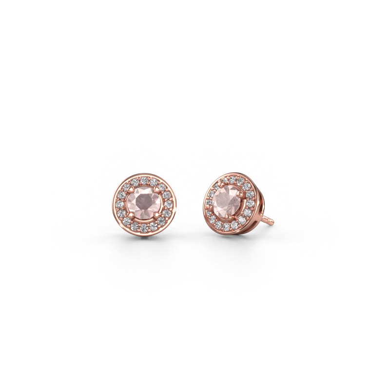 Image of Stud earrings Agaat 585 rose gold Morganite champagne 5 mm