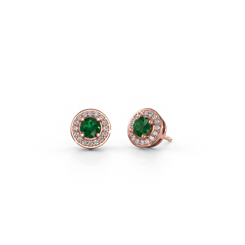 Image of Stud earrings Agaat 585 rose gold Emerald 5 mm