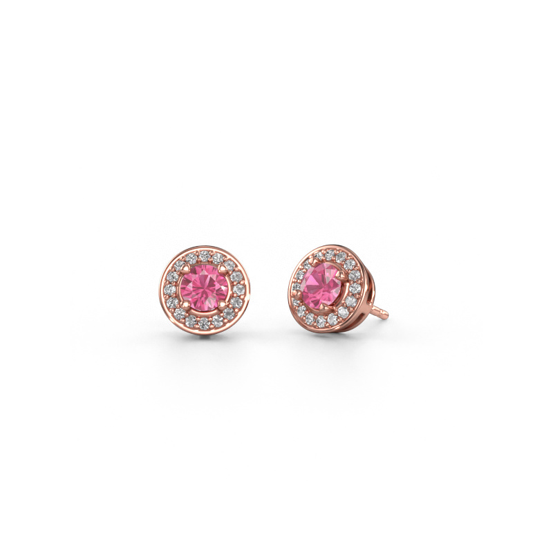 Image of Stud earrings Agaat 585 rose gold Pink sapphire 5 mm