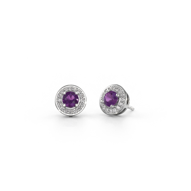 Bild von Ohrsteckers Agaat 950 Platin Amethyst 5 mm