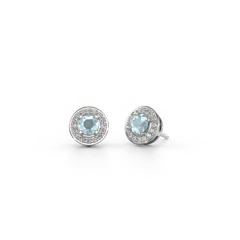 Image de Clous d'oreilles Agaat 585 or blanc Aigue-marine 5 mm