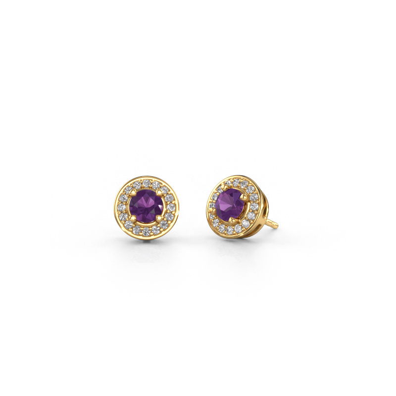 Bild von Ohrsteckers Agaat 585 Gold Amethyst 5 mm
