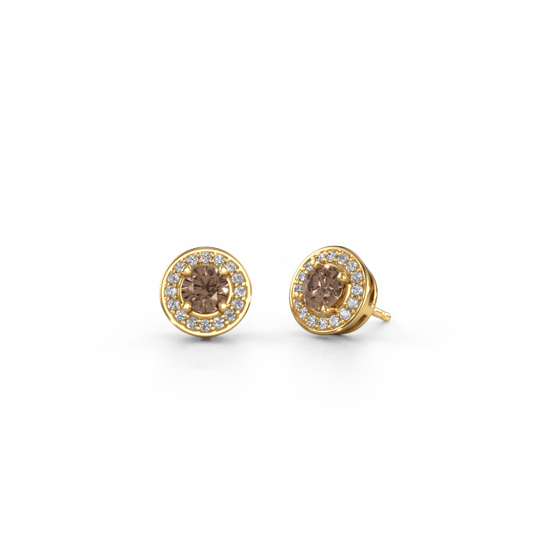 Image de Clous d'oreilles Agaat 585 or jaune Diamant brun 1.32 crt