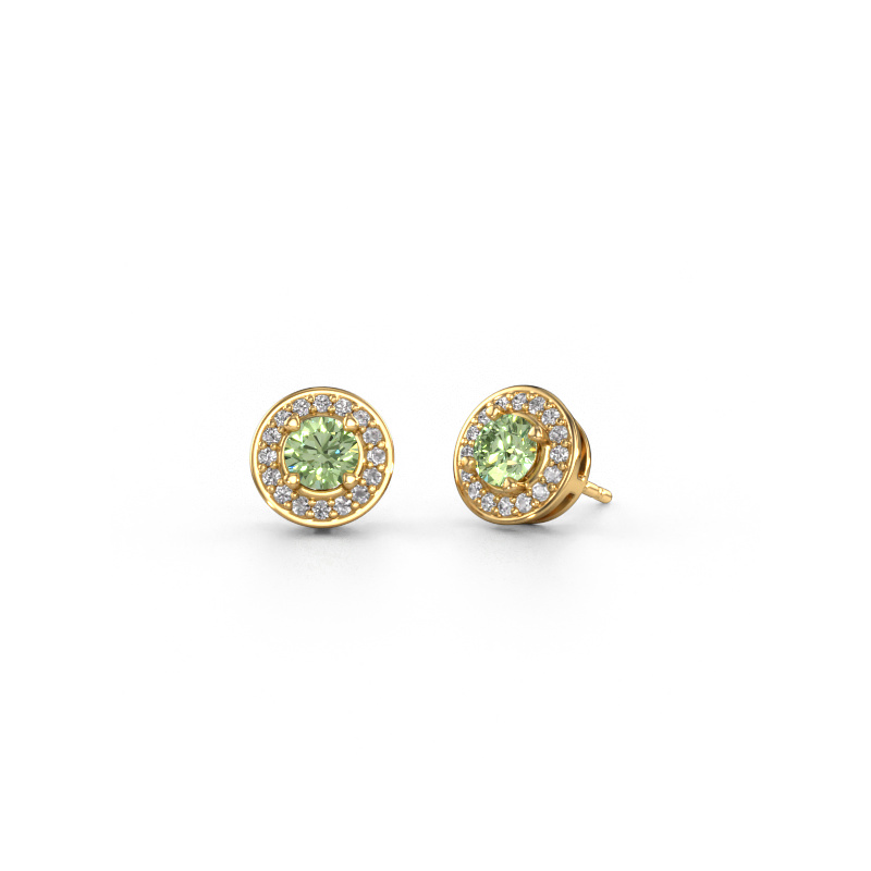 Image de Clous d'oreilles Agaat 585 or jaune Diamants synthétiques vert 5 mm