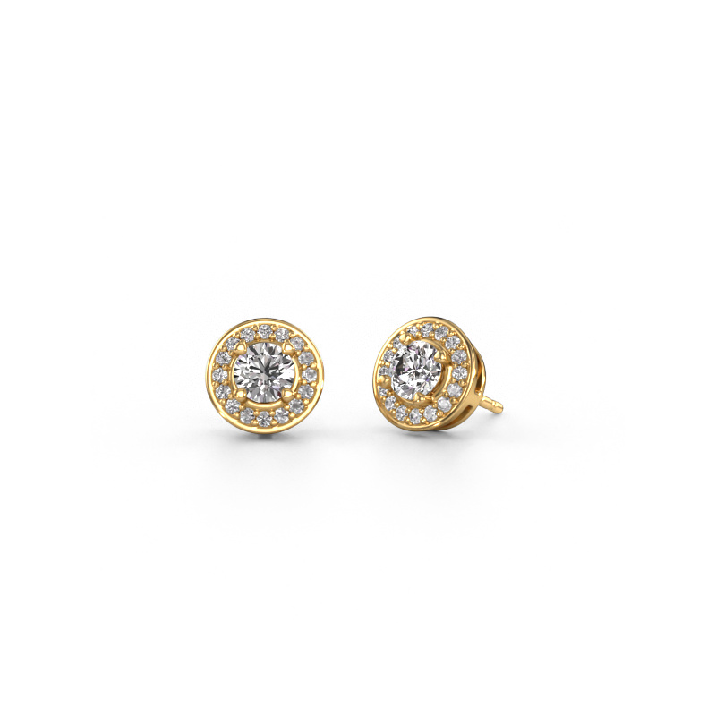 Image of Stud earrings Agaat 585 gold Zirconia 5 mm