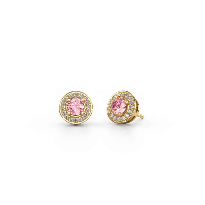 Bild von Ohrsteckers Agaat 585 Gold Rosa Labordiamant 5 mm
