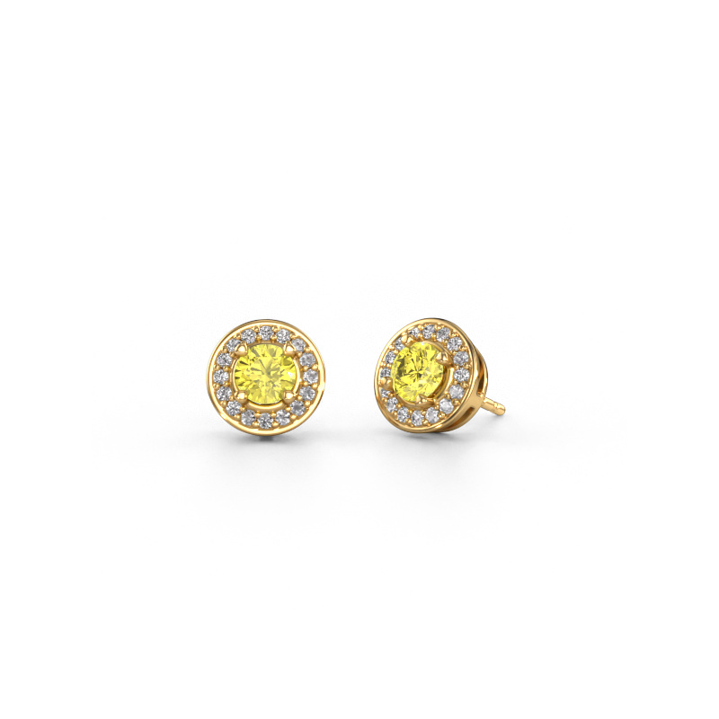 Image de Clous d'oreilles Agaat 585 or jaune Diamants synthétiques jaune 5 mm