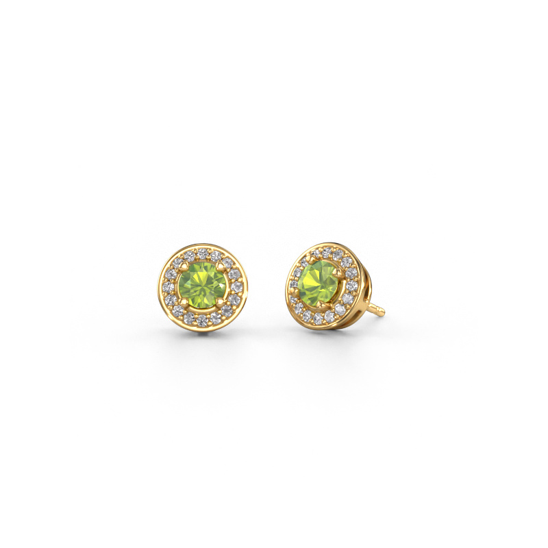 Image of Stud earrings Agaat 585 gold Peridot 5 mm