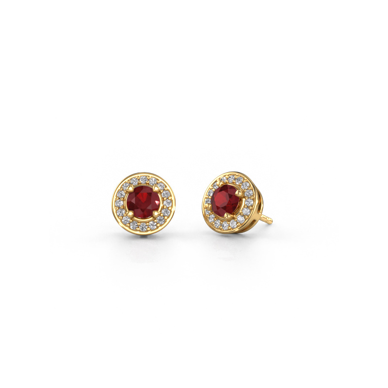 Image of Stud earrings Agaat 585 gold Ruby 5 mm