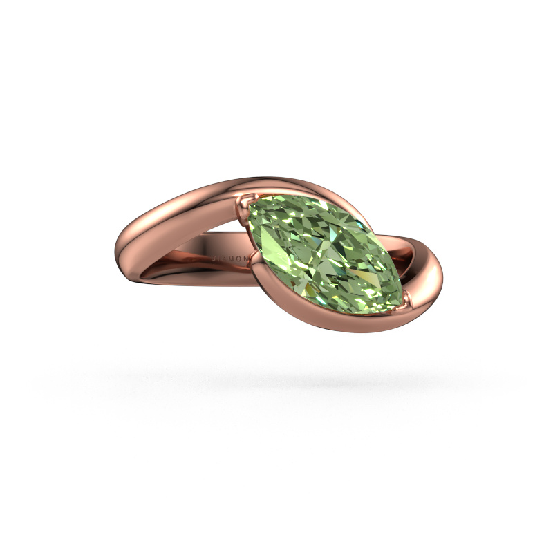 Image of Engagement ring Aida MRQ 585 rose gold Green lab grown diamond 11x5.5 mm