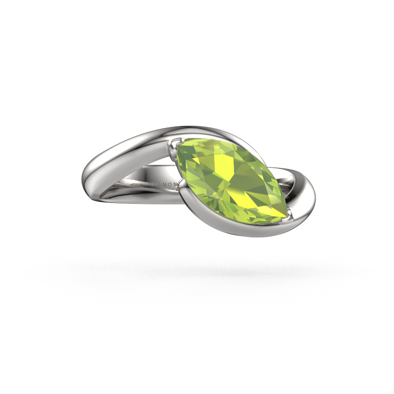 Image of Engagement ring Aida MRQ 585 white gold Peridot 11x5.5 mm