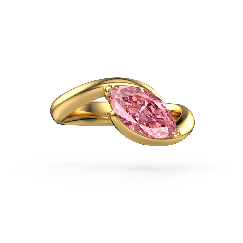Image de Bague de fiançailles Aida MRQ 585 or jaune Diamant synthétique roze 11x5.5 mm